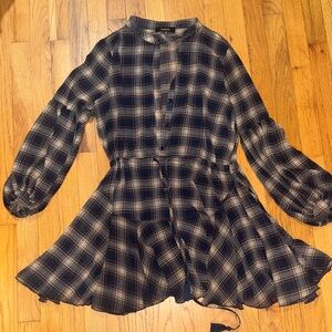 Vici Navy and White Plaid Dress